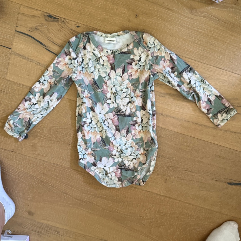 Green and Pink Floral Bodysuit One Piece